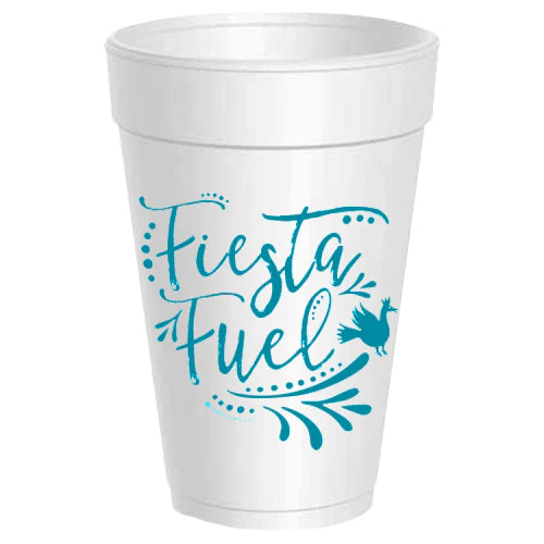 Teal Fiesta Fuel Styrofoam Cups