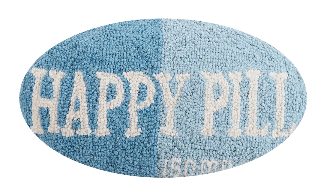Blue Happy Pill Hook Pillow
