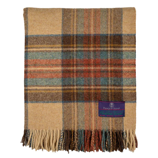Prince of Scots - Highland Tweeds Wool Throw Blanket - Antique Dress Stewart