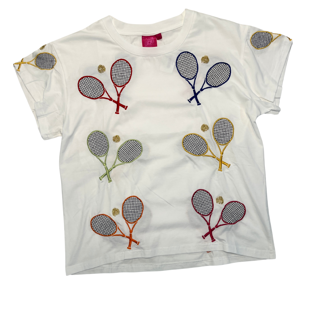 Queen of Sparkles - Sequined Tennis Racket T-Shirt