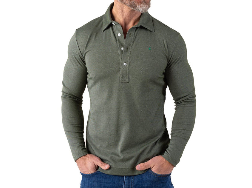 Criquet Long Sleeve Range Polo Olive Sunset & Co.