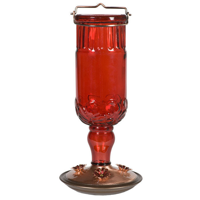 Perky-Pet Red Antique Glass Bottle Hummingbird Feeder - 24 oz