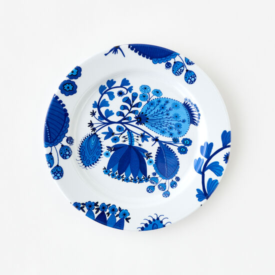 Blue and White Floral Melamine Plate – Sunset - Main Image