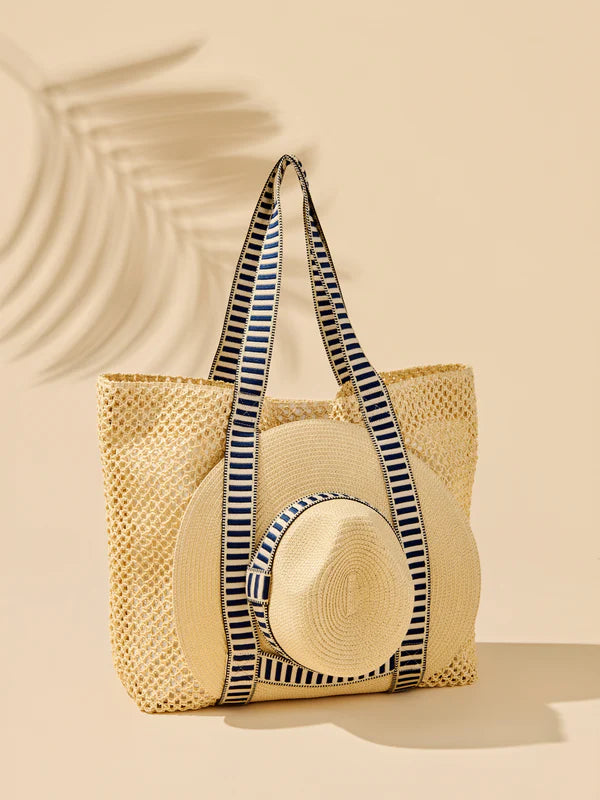 Shiraleah Navy Dorian Tote and Hat Set