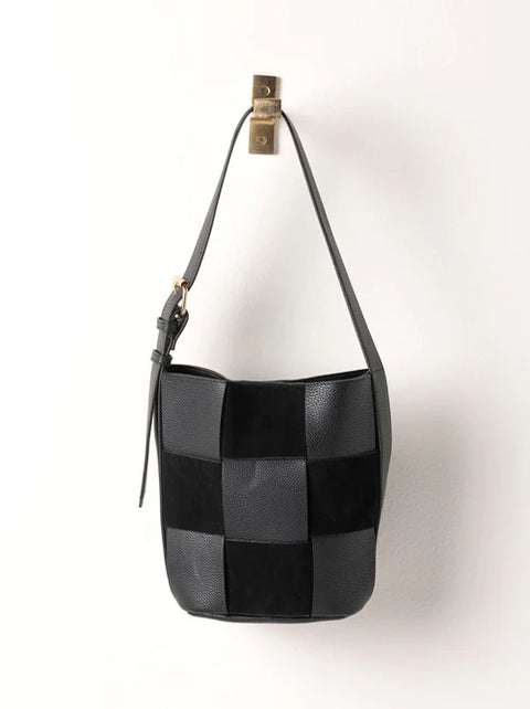 Verona Woven Bucket Bag - Black