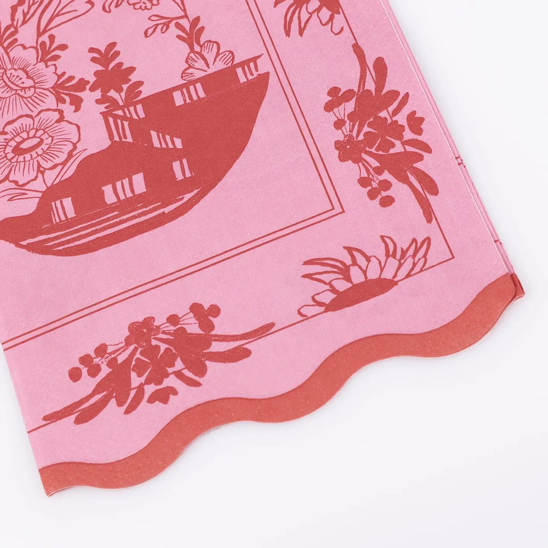 Meri Meri Pink Vintage Botanical Paper Guest Towels