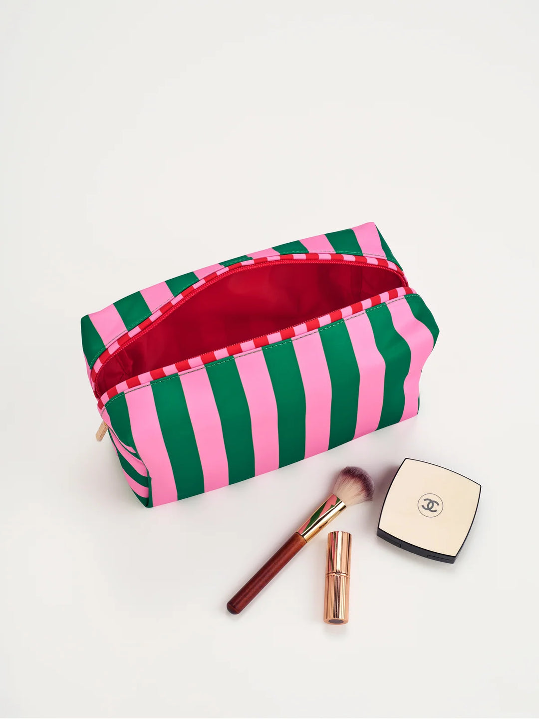 Shiraleah Green Stripe Large Boxy Zip Pouch