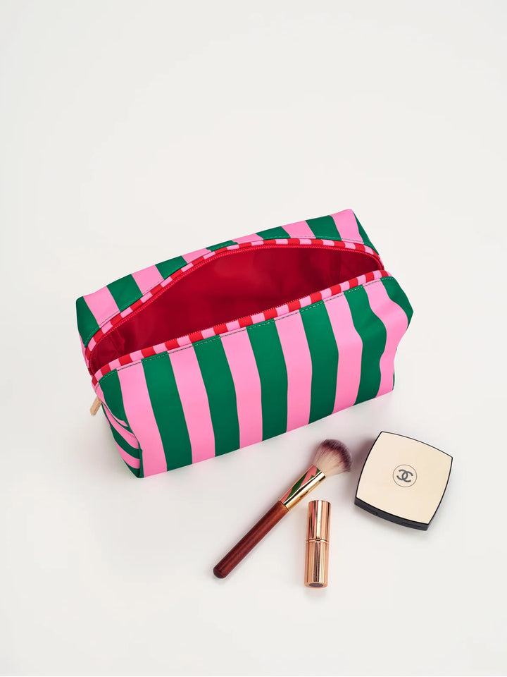Shiraleah Green Stripe Large Boxy Zip Pouch