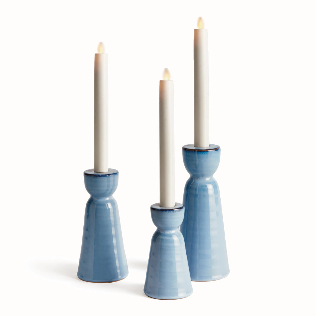 Blue Libbey Taper Holder