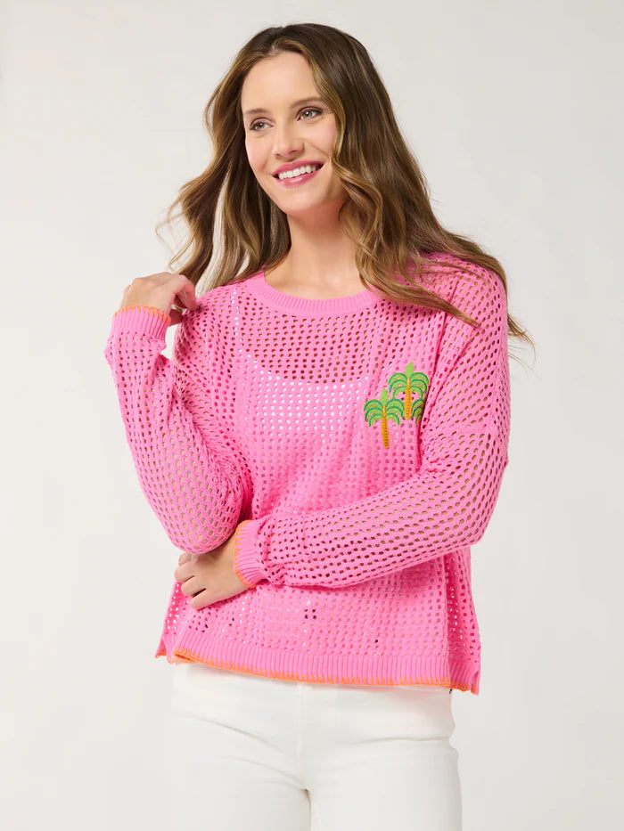 Shiraleah Palm Tree Mesh Sweater