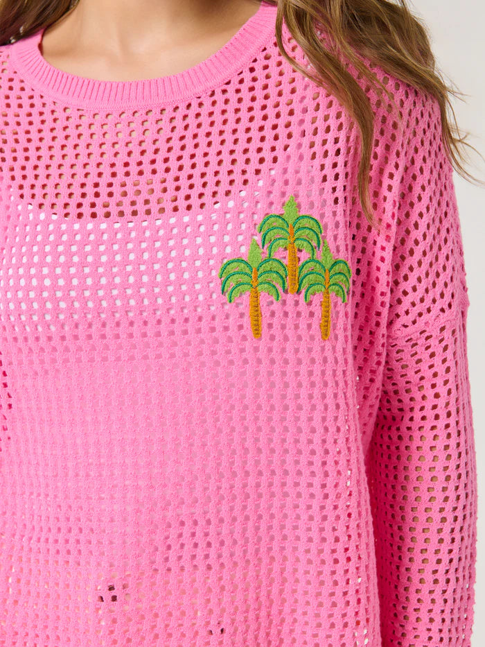 Shiraleah Palm Tree Mesh Sweater
