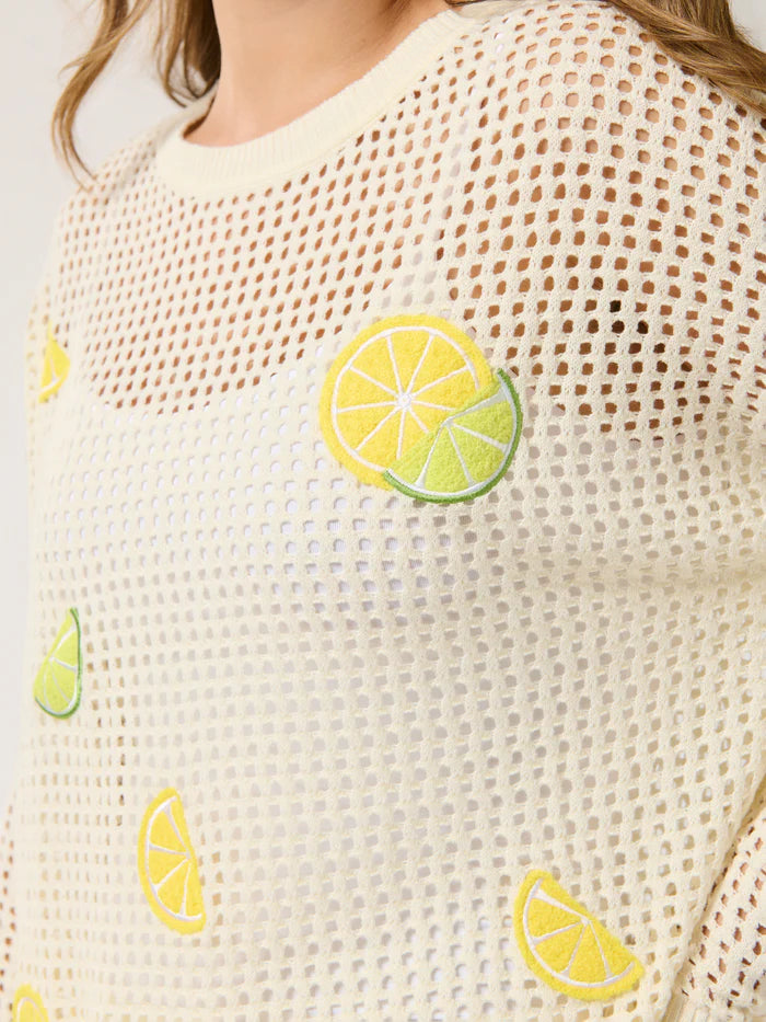 Shiraleah Citrus Mesh Sweater