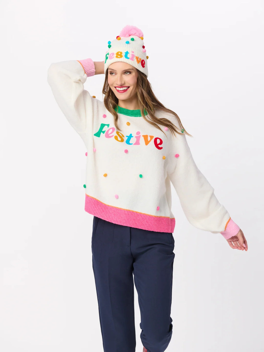 Shiraleah "Festive" Pom Pom Relaxed Sweater