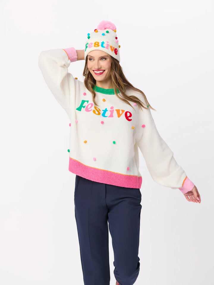 Shiraleah "Festive" Pom Pom Relaxed Sweater