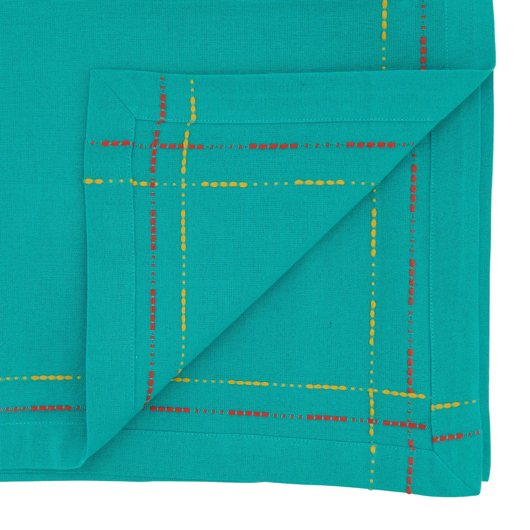 Turquoise Dobby Border Table Runner
