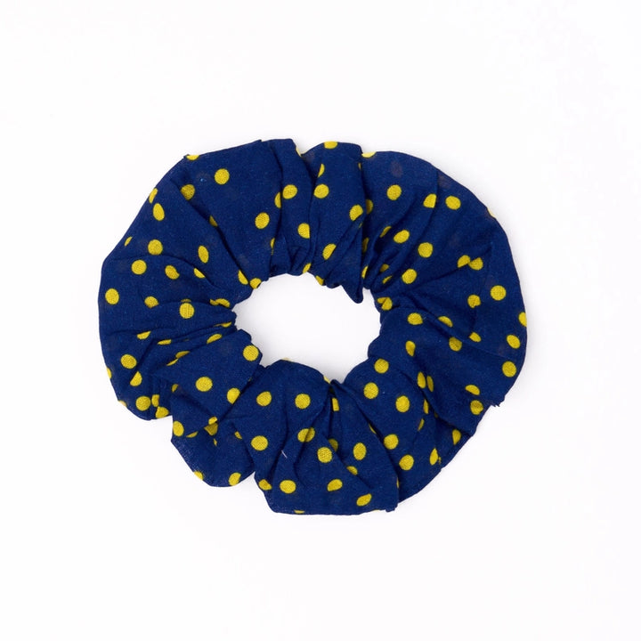Navy & Yellow Game Day Alternating Stripe Scarf + Scrunchie Set
