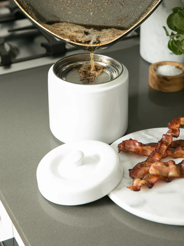 White Ceramic Grease Keeper