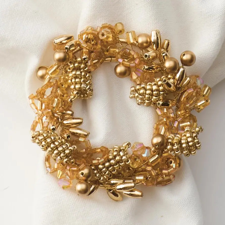 Beaded Gold Wreath Napkin Ring