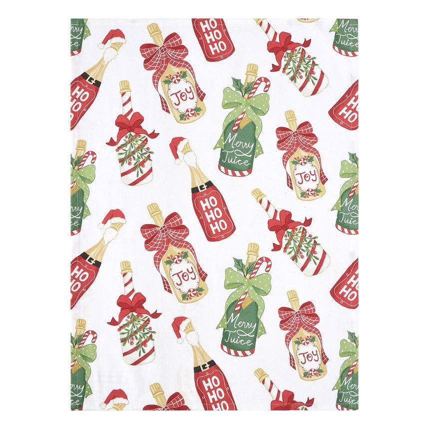 Peking Handicrafts Christmas Champagne Kitchen Towel