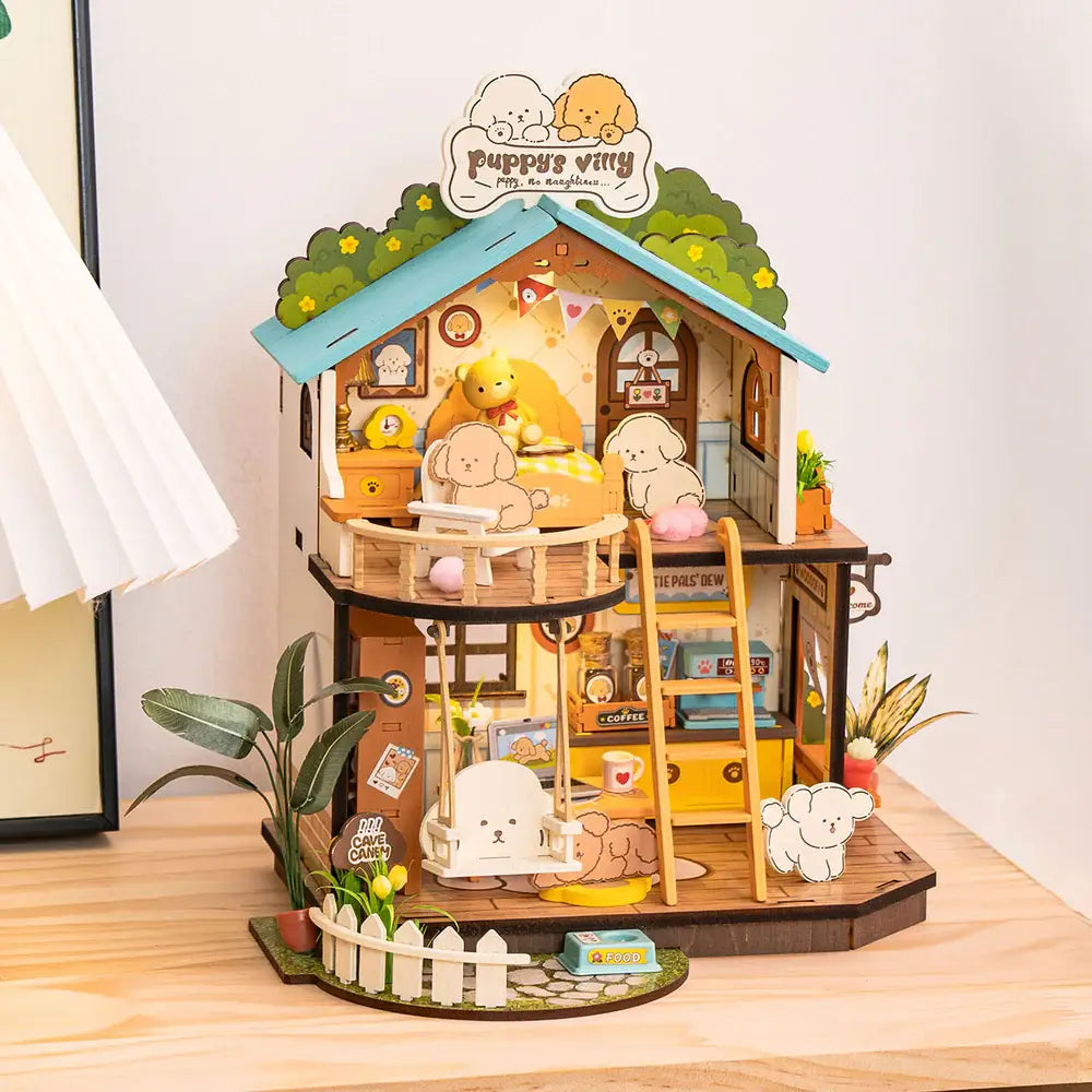 Robotime DIY Miniature House Puzzles Puppy's Cozy Villa