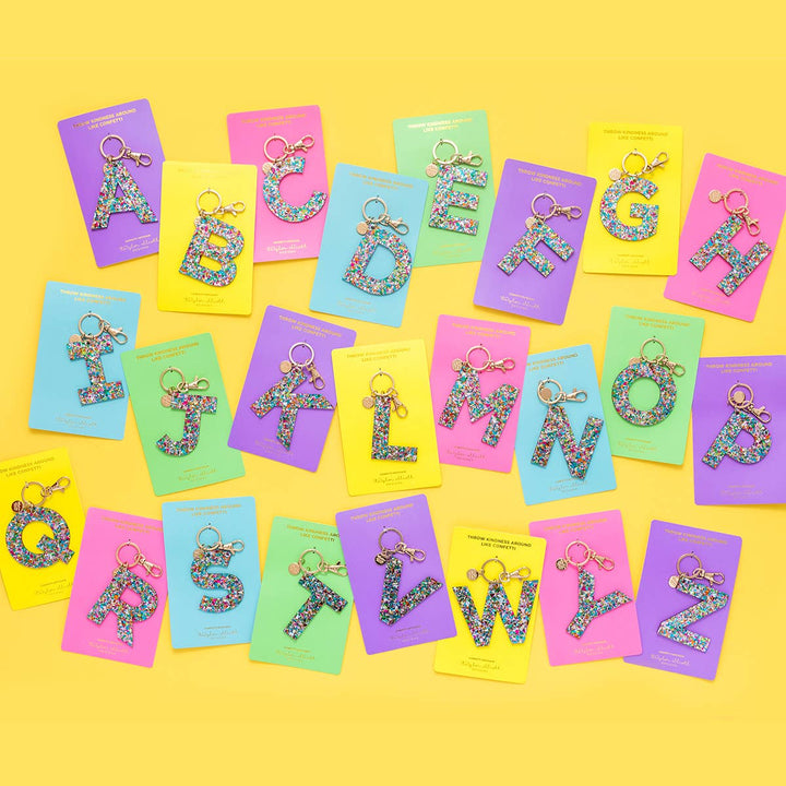 Taylor Elliott Designs Colorful Confetti Alphabet Keychain