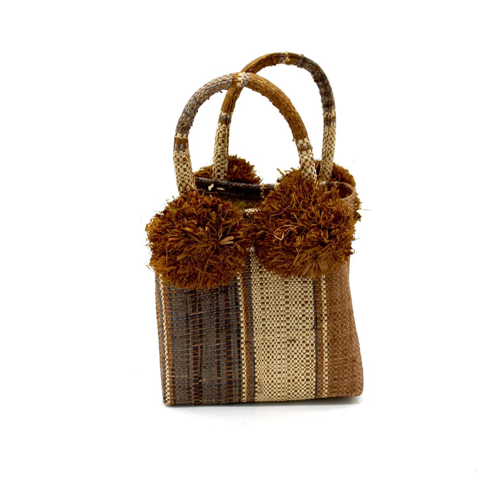 Shebobo Schooner Straw Mini Bag with Pompom Accent