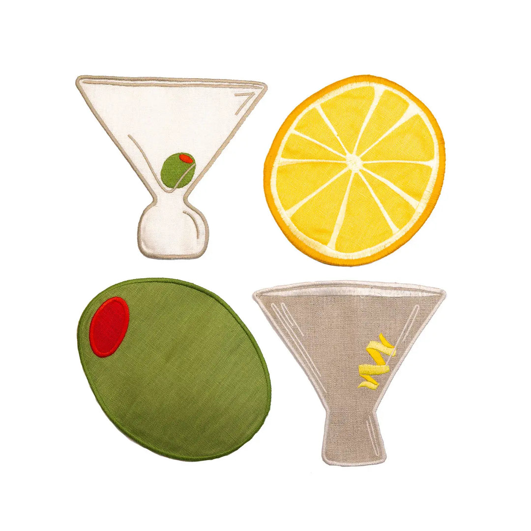 Piecework Puzzles Martini Cocktail Napkins Set Of 4