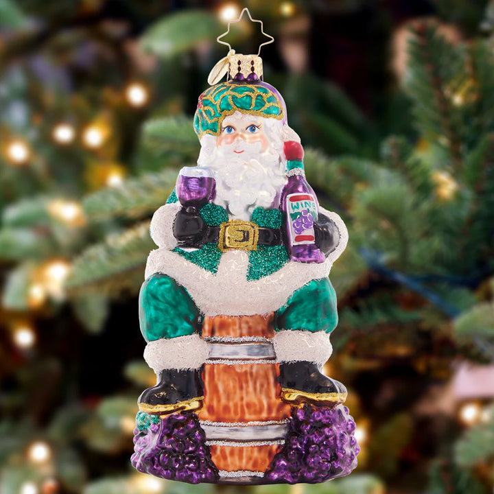 Christopher Radko Time for Fine Wine Santa Ornament