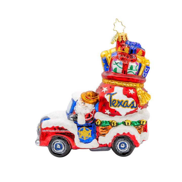 Christopher Radko Lone Star Santa Cruiser Ornament