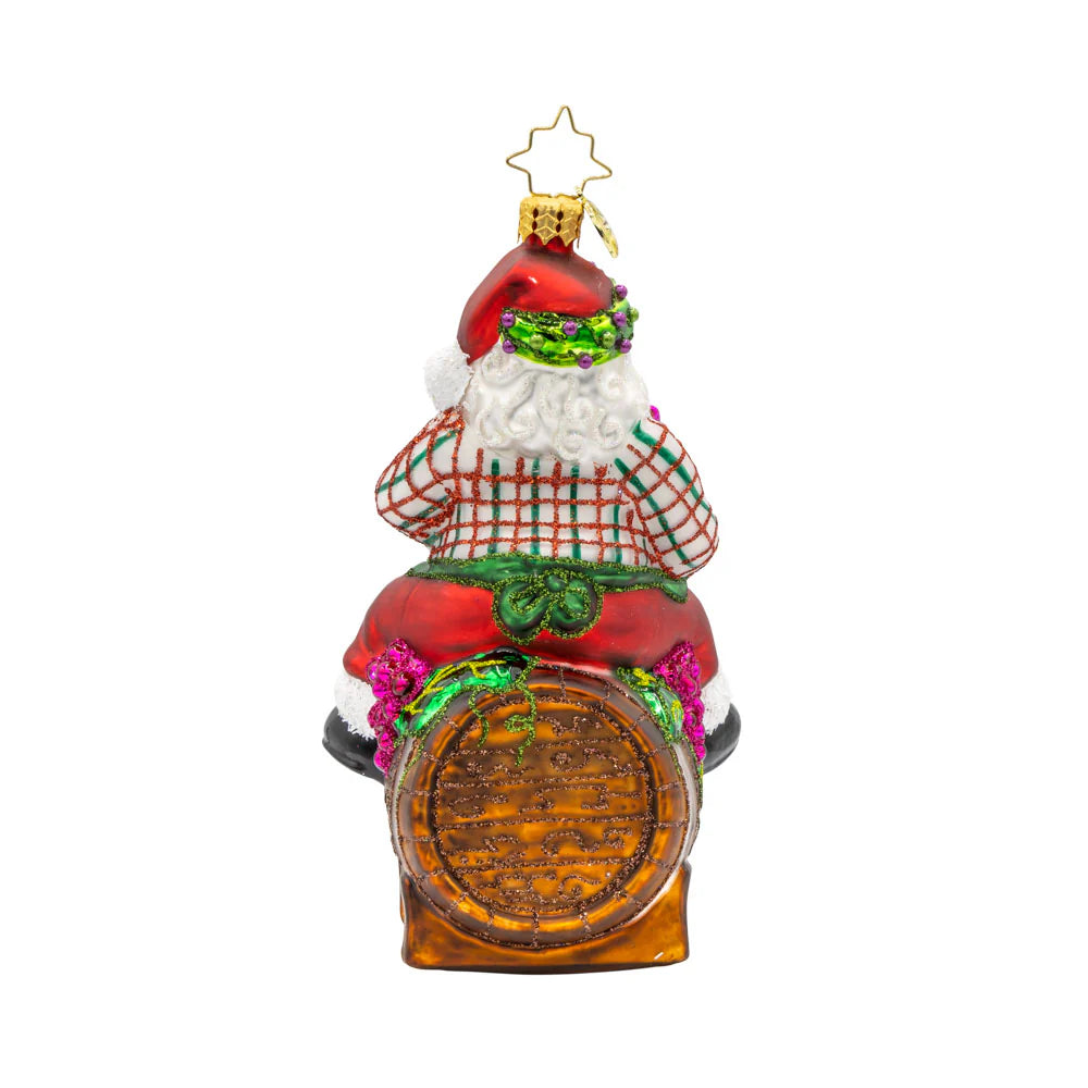 Christopher Radko I Believe In Wine Santa Ornament