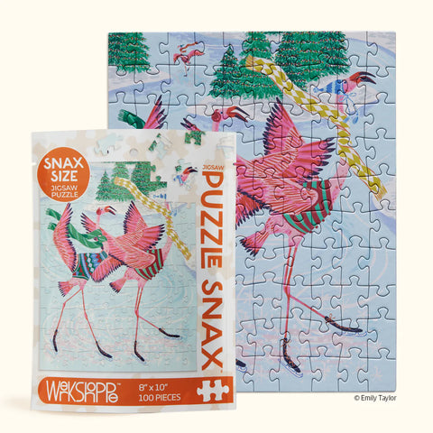 Werkshoppe - Snax Size 100 Piece Jigsaw Puzzle - Flamingo Ice Dance