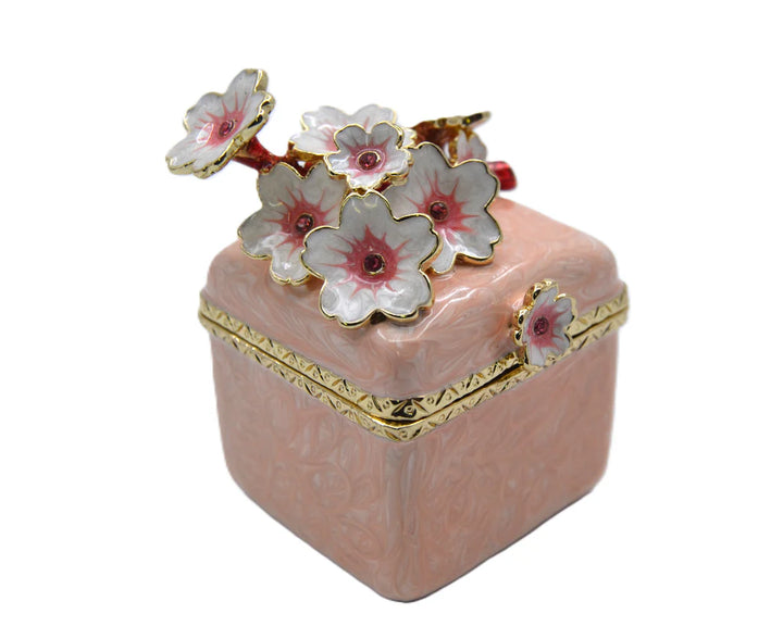 Square Jeweled Floral Trinket Box