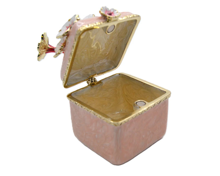 Square Jeweled Floral Trinket Box