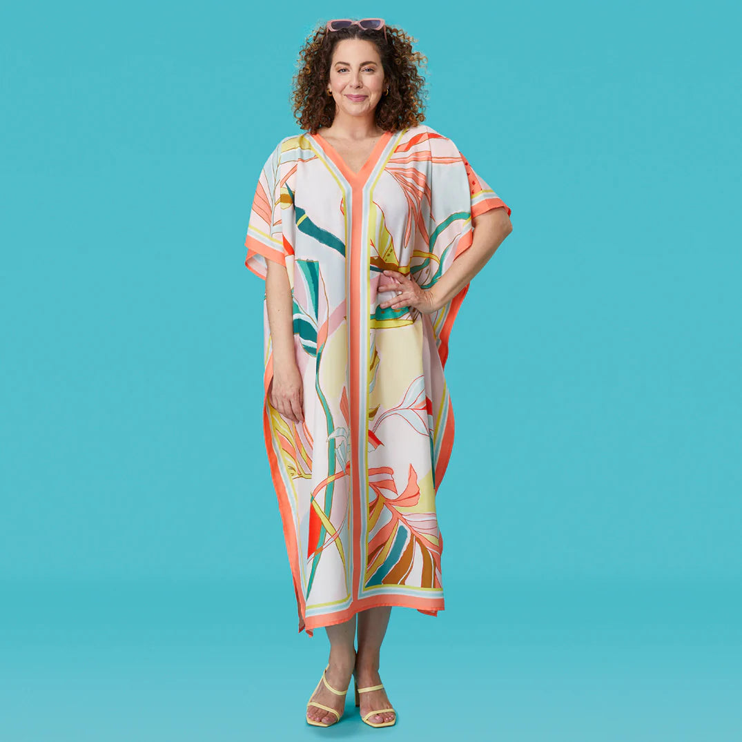 WerkShoppe Women's Caftan Exotic Leaves