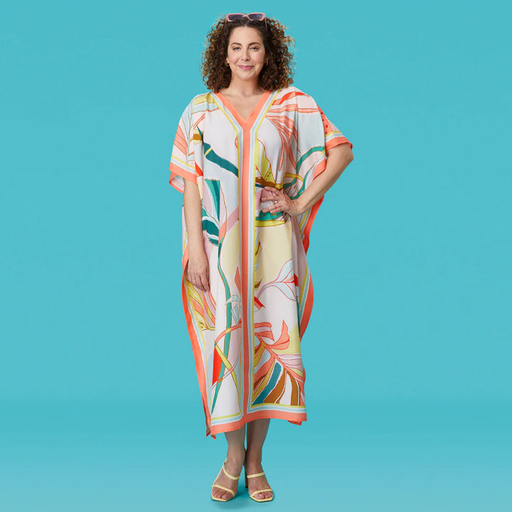 WerkShoppe Women's Caftan Exotic Leaves
