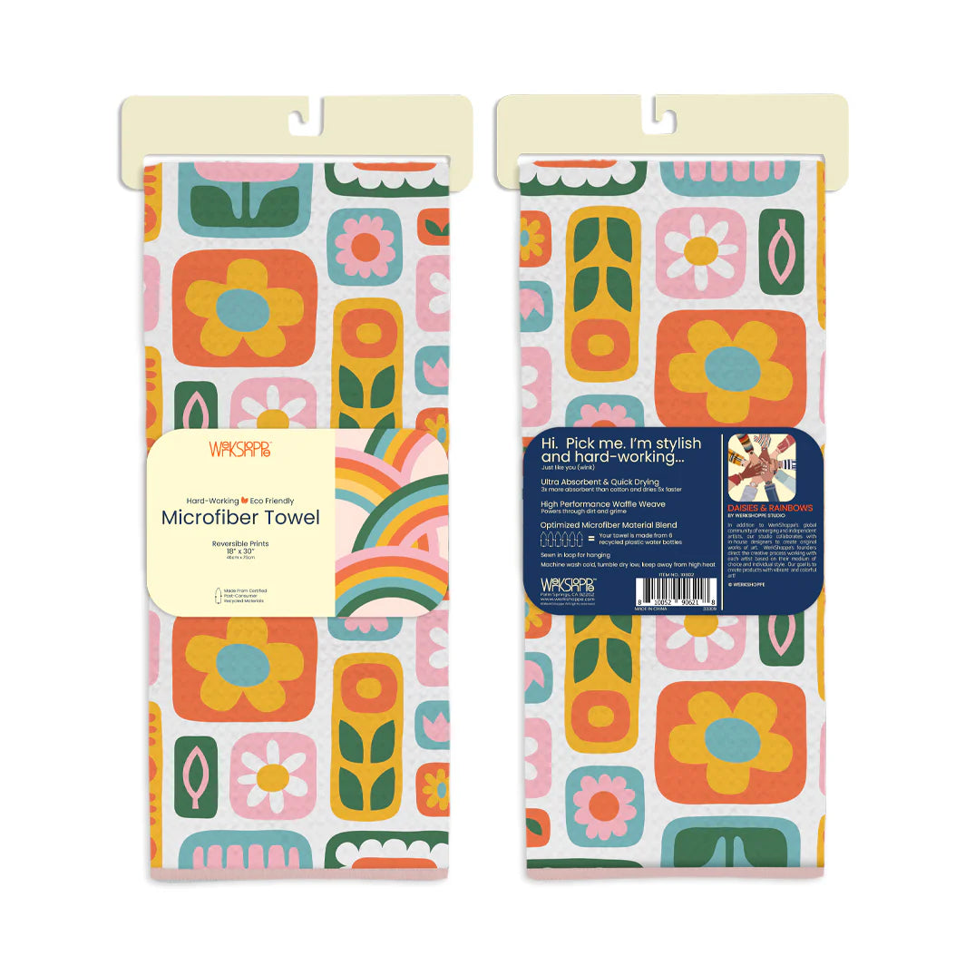 Werkshoppe Daisies & Rainbows Microfiber Towel