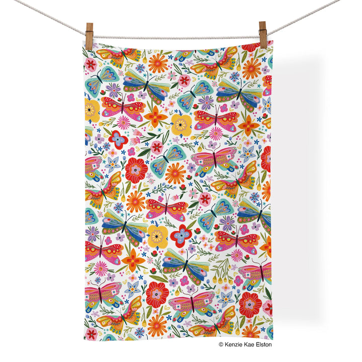 Werkshoppe Butterfly Floral Cotton Tea Towel