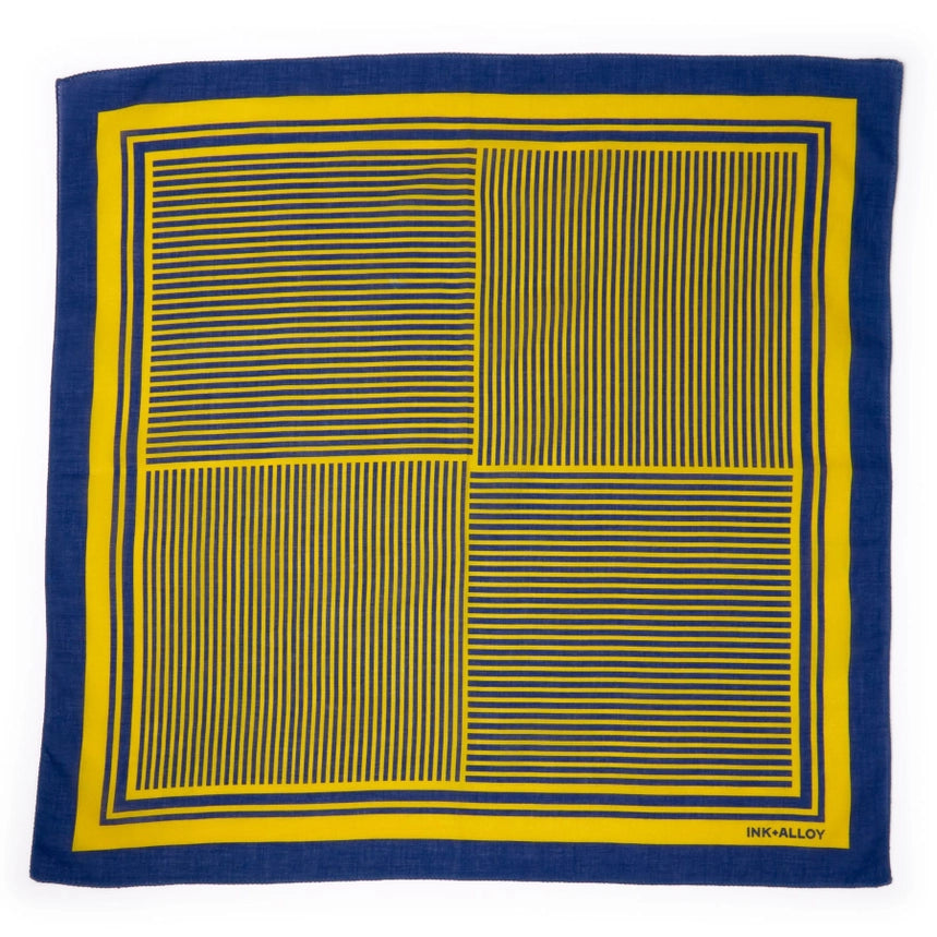 Navy & Yellow Game Day Alternating Stripe Scarf + Scrunchie Set
