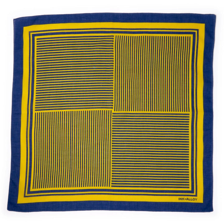 Navy & Yellow Game Day Alternating Stripe Scarf + Scrunchie Set