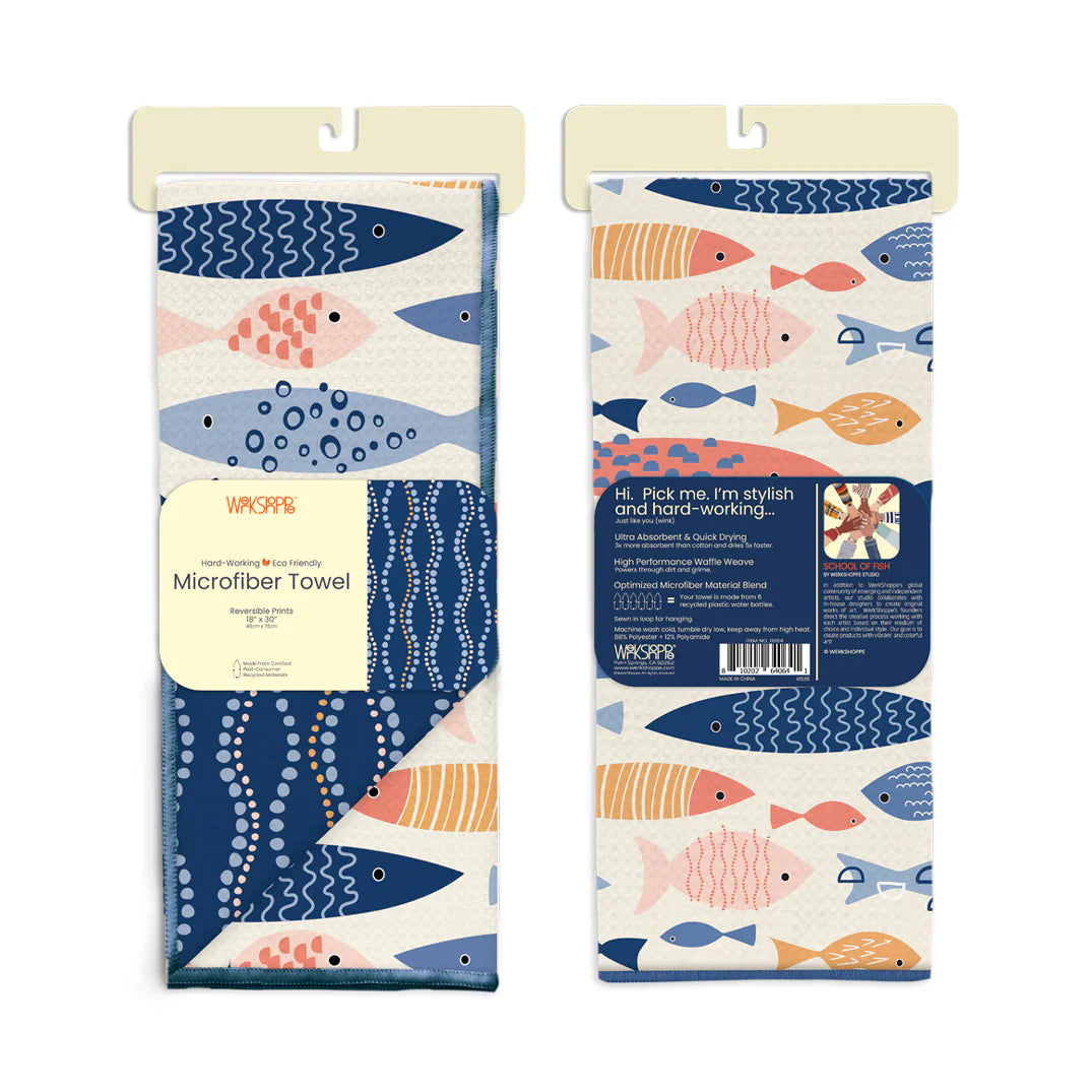 Werkshoppe School of Fish Microfiber Kitchen Towel
