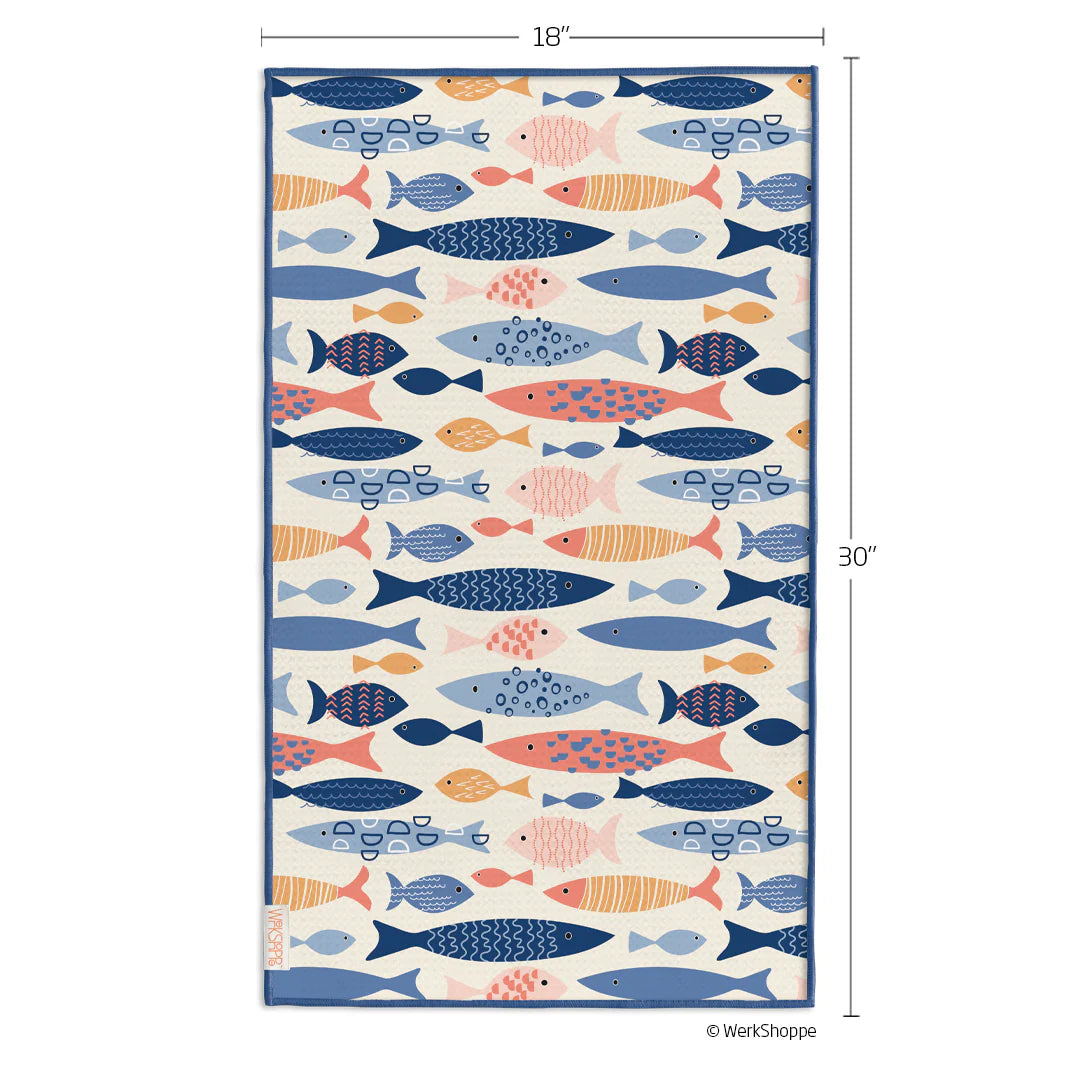 Werkshoppe School of Fish Microfiber Kitchen Towel