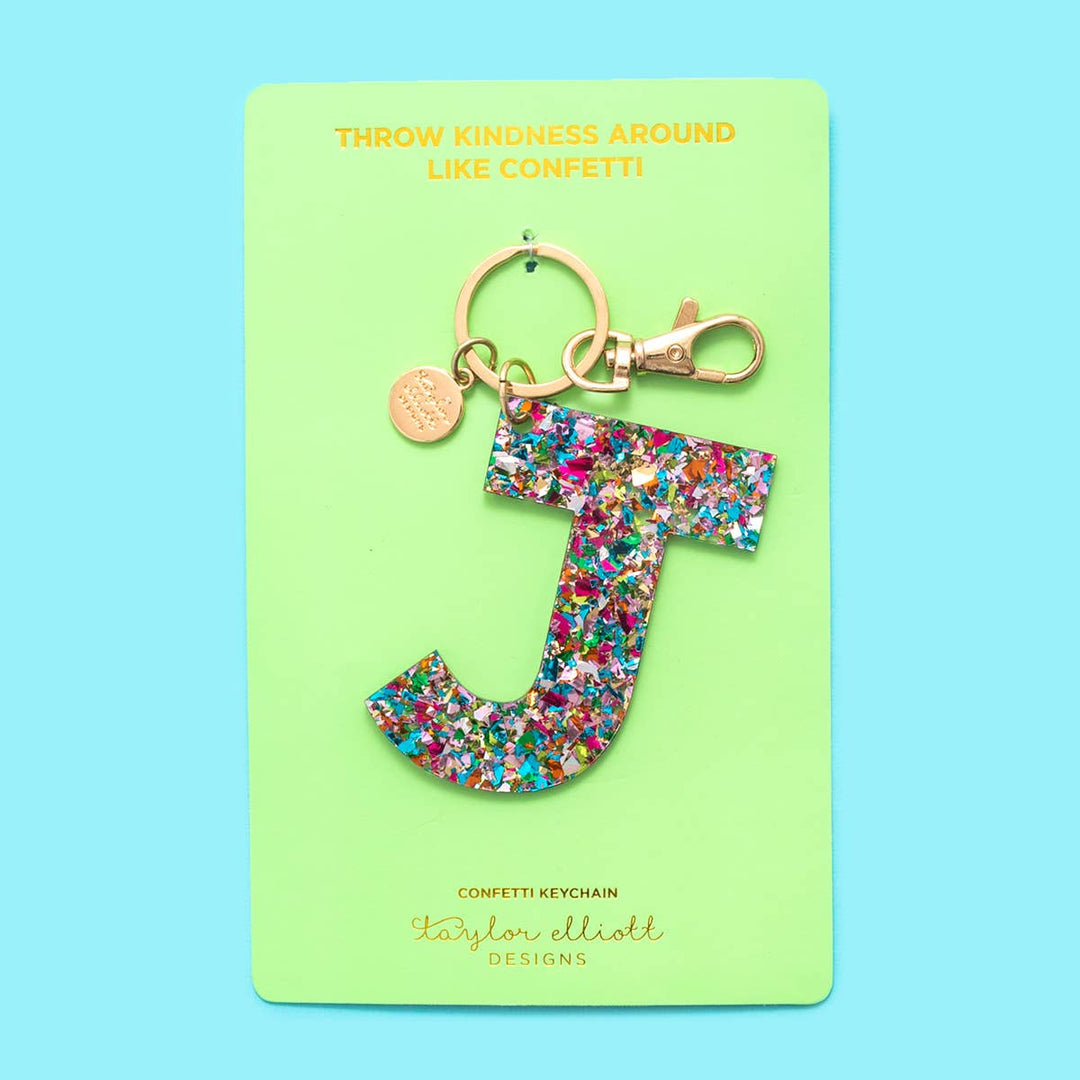 Taylor Elliott Designs Colorful Confetti Alphabet Keychain