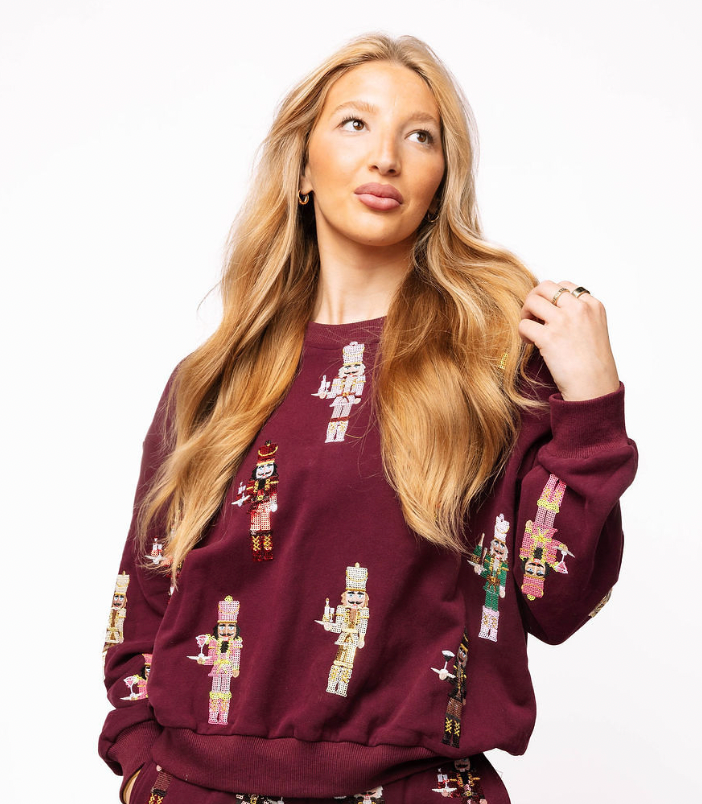 Queen of Sparkles Plum Cocktail Serving Nutcracker Sweatshirt