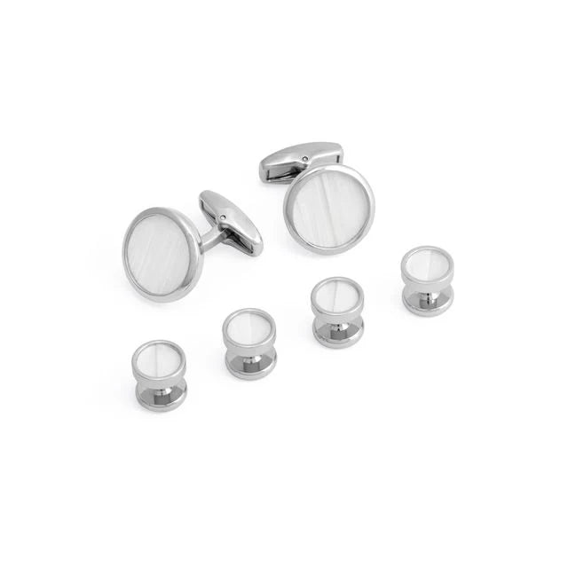 Brackish Rhodium BVI Cufflink & Studs Set