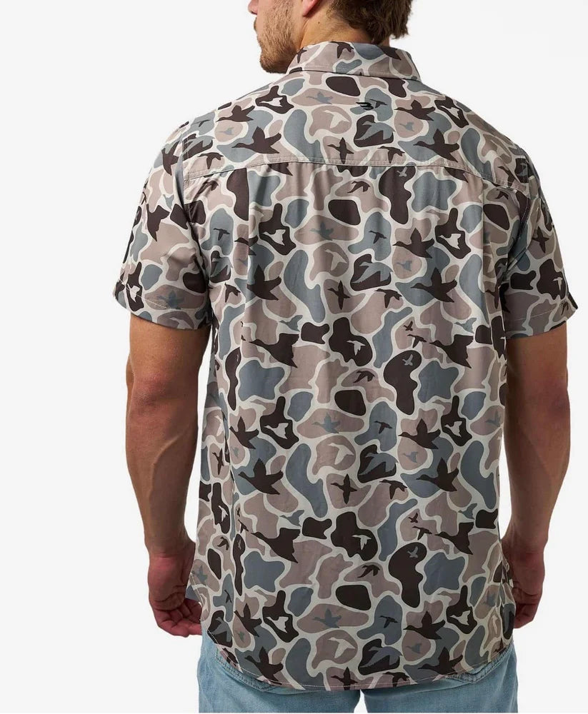 Burlebo Men's Mallard Mayhem Camo Performance Button Up