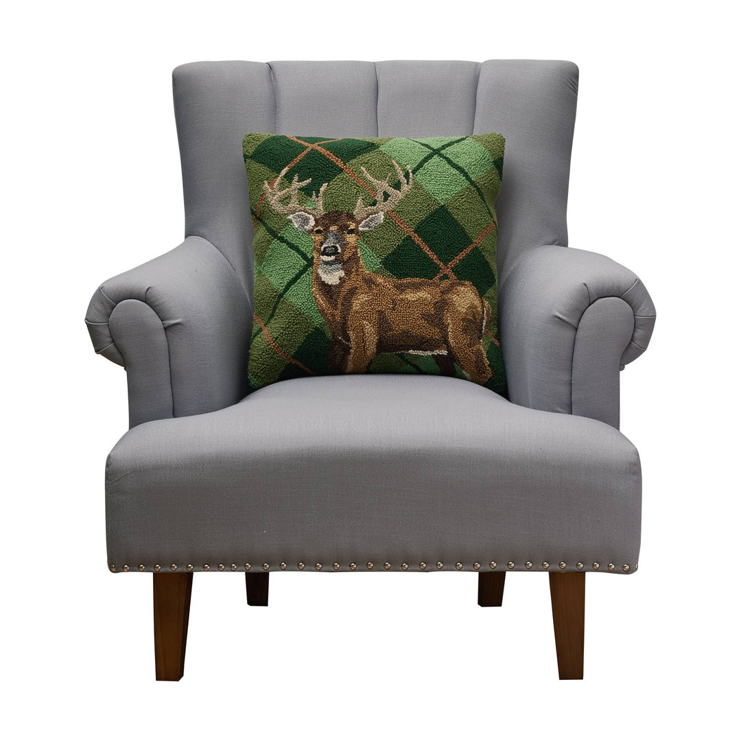 Peking Handicraft Deer Plaid Hook Pillow