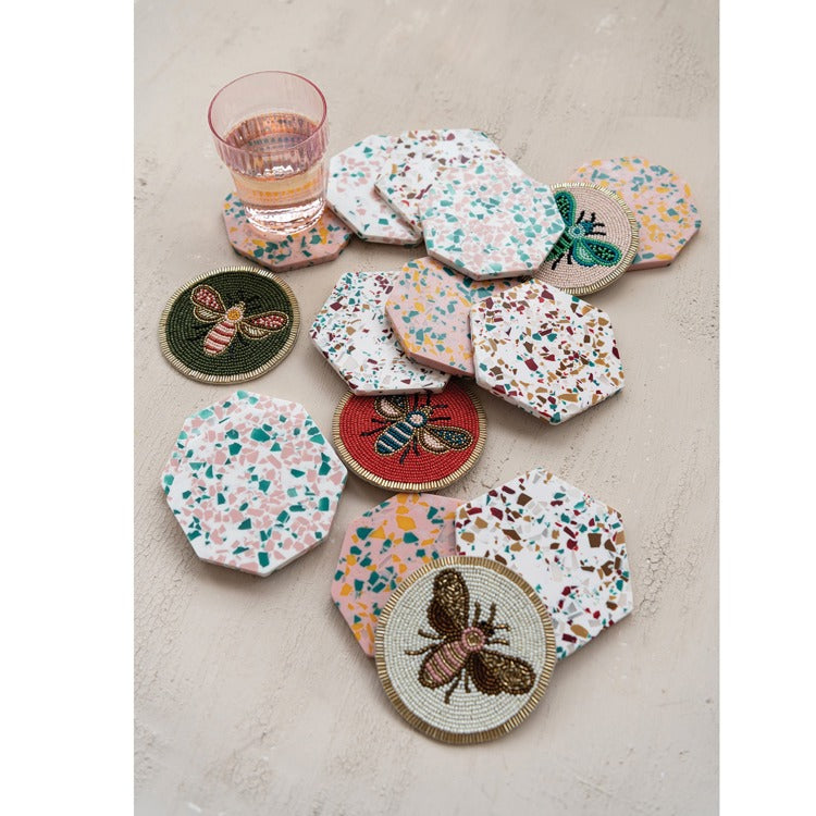 Hazel Mazel Beaded Glass Coasters