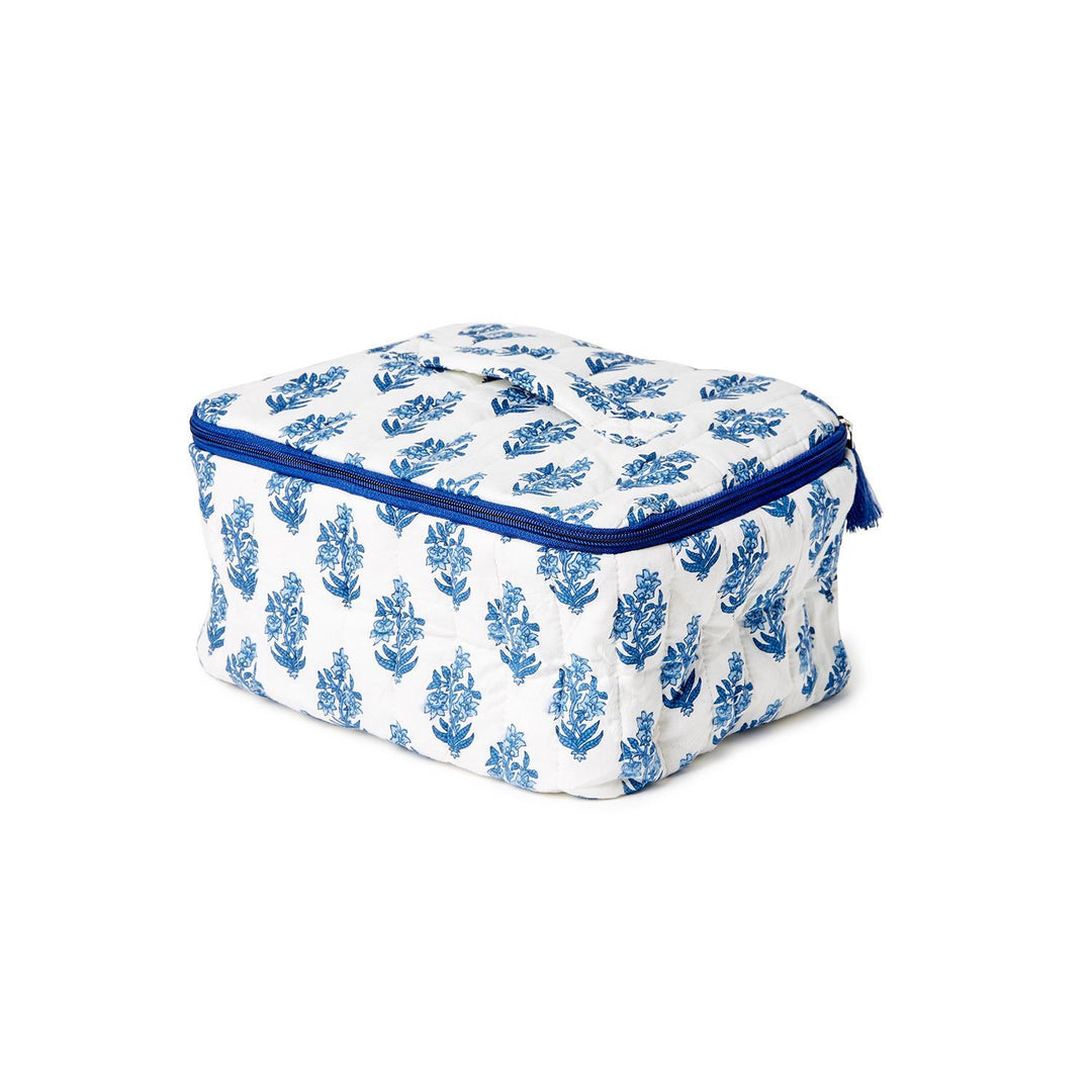 Petal Party Hand Block Printed Cotton Quilted Soft Cosmetic Case