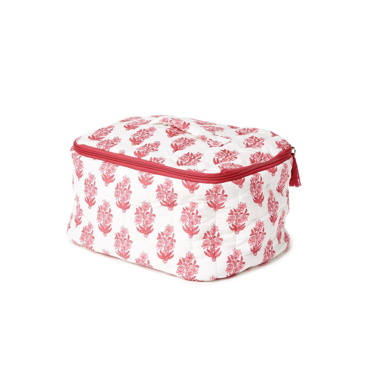 Petal Party Hand Block Printed Cotton Quilted Soft Cosmetic Case