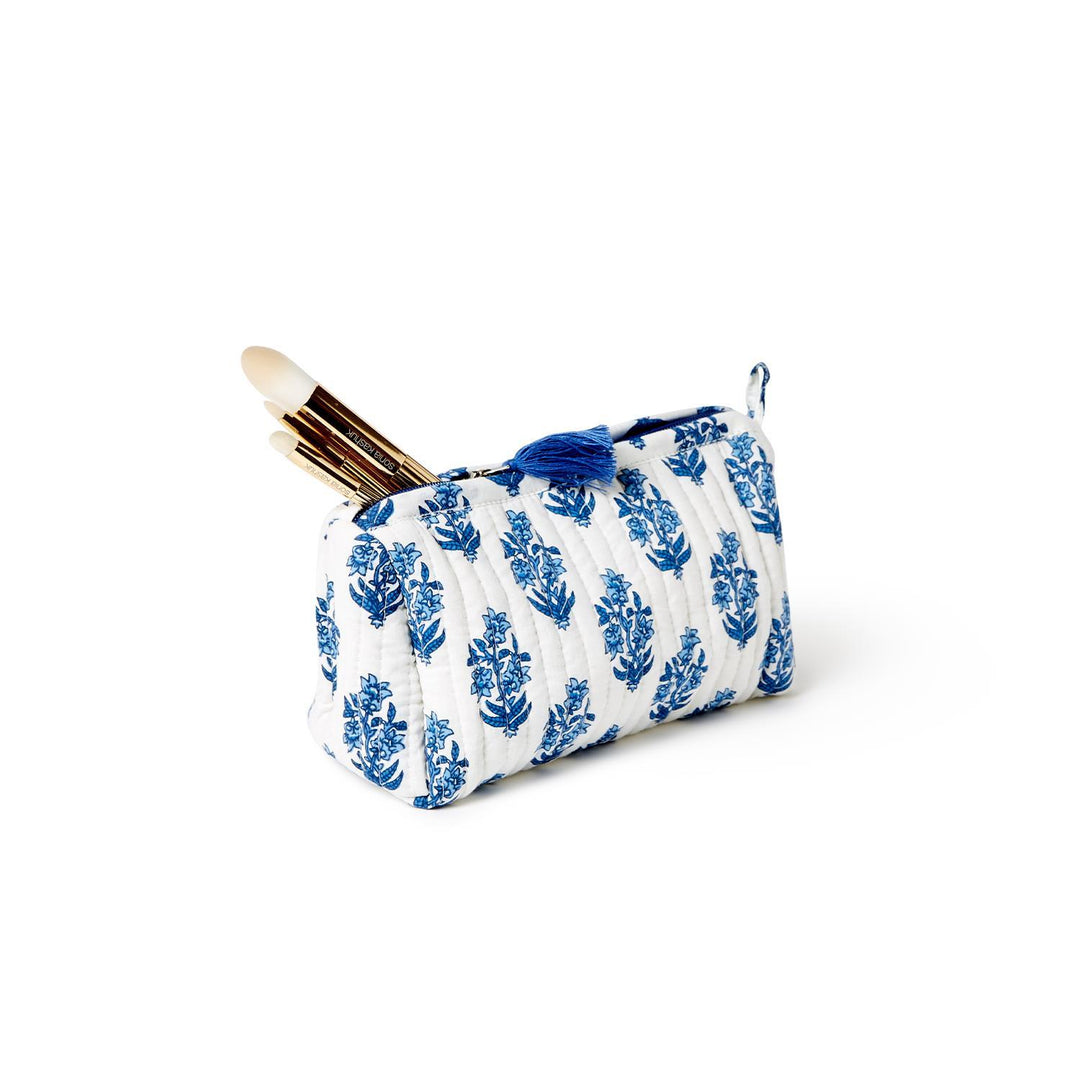 Petal Party Hand Block Printed Cotton Quilted Soft Pouch